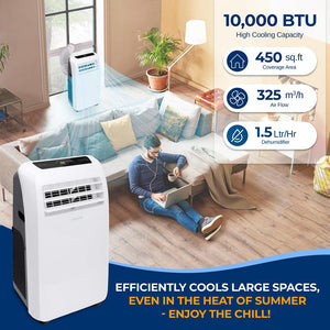 Portable Air Conditioner And Heater - Compact Home Ac Cooling And Heating Unit With Built-In Dehumidifier & Fan Modes, Includes Window Mount Kit (10,000 Btu Cooling)