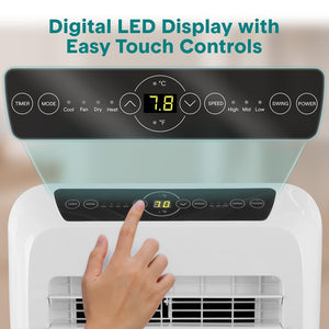 Portable Air Conditioner 12,000 BTU Efficient Cooling/Heating, White