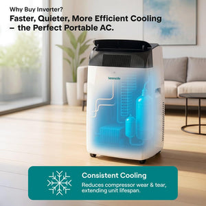 Serenelife Inverter Portable Air Conditioner & Heater With Wi-Fi Function - 16,000 Btu Cooling (Ashrae), Compact Unit With Dehumidifier & Fan Modes, Includes Window Mount Kit (Gray)
