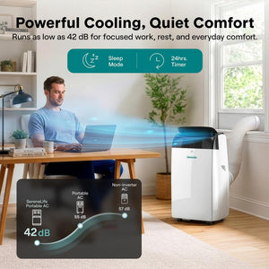 Serenelife Inverter Portable Air Conditioner & Heater With Wi-Fi Function - 16,000 Btu Cooling (Ashrae), Compact Unit With Dehumidifier & Fan Modes, Includes Window Mount Kit (Gray)