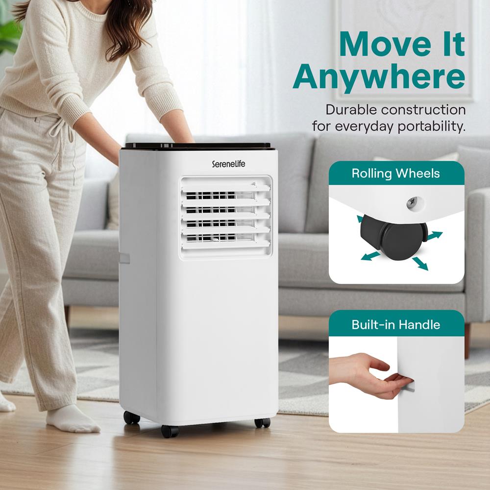 Single Duct Portable Air Conditioner And Heater - 8000 Btu Cooling Capacity (Ashrae) Compact Home A/C Cooling And Heating Unit With Built-In Dehumidifier & Fan Modes, Includes Window Mount Kit (White And Black)