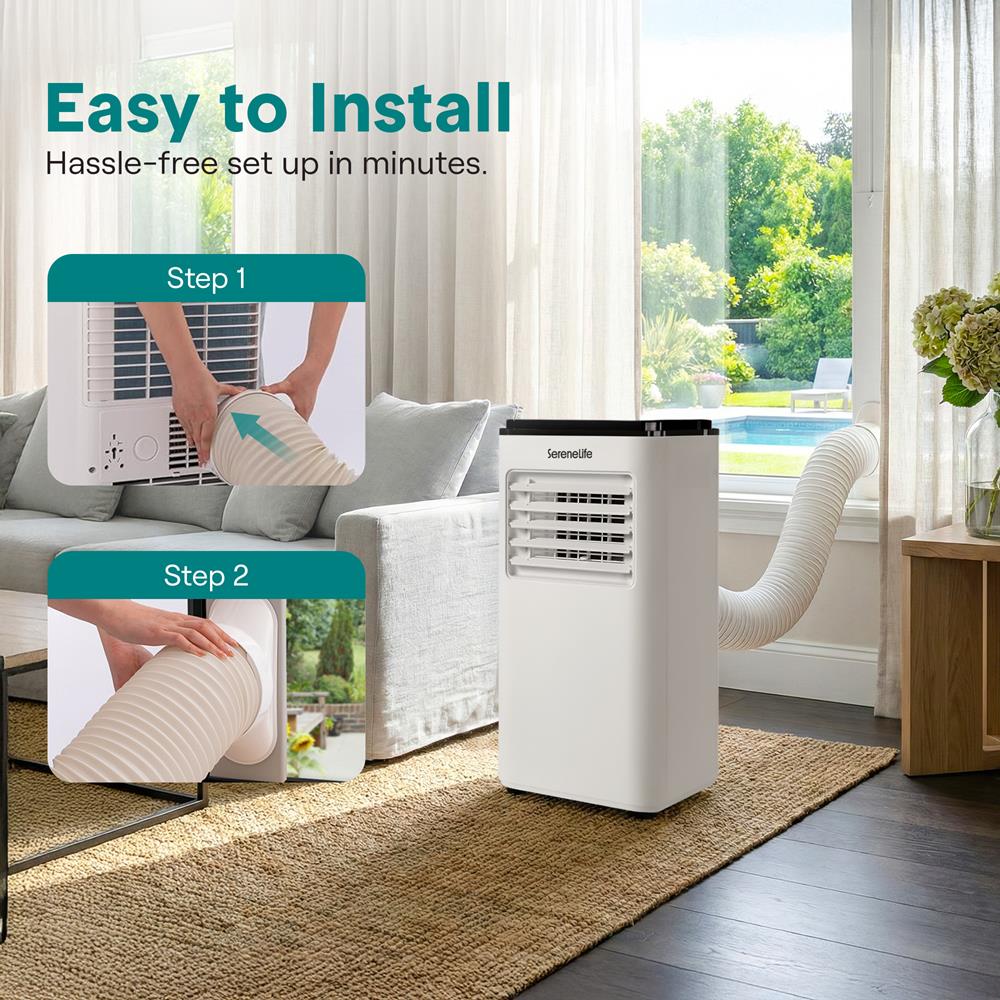 Single Duct Portable Air Conditioner And Heater - 8000 Btu Cooling Capacity (Ashrae) Compact Home A/C Cooling And Heating Unit With Built-In Dehumidifier & Fan Modes, Includes Window Mount Kit (White And Black)