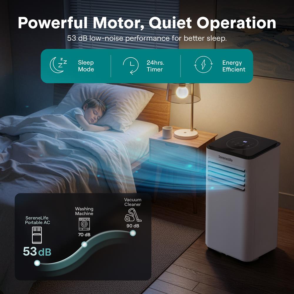 Single Duct Portable Air Conditioner And Heater - 8000 Btu Cooling Capacity (Ashrae) Compact Home A/C Cooling And Heating Unit With Built-In Dehumidifier & Fan Modes, Includes Window Mount Kit (White And Black)