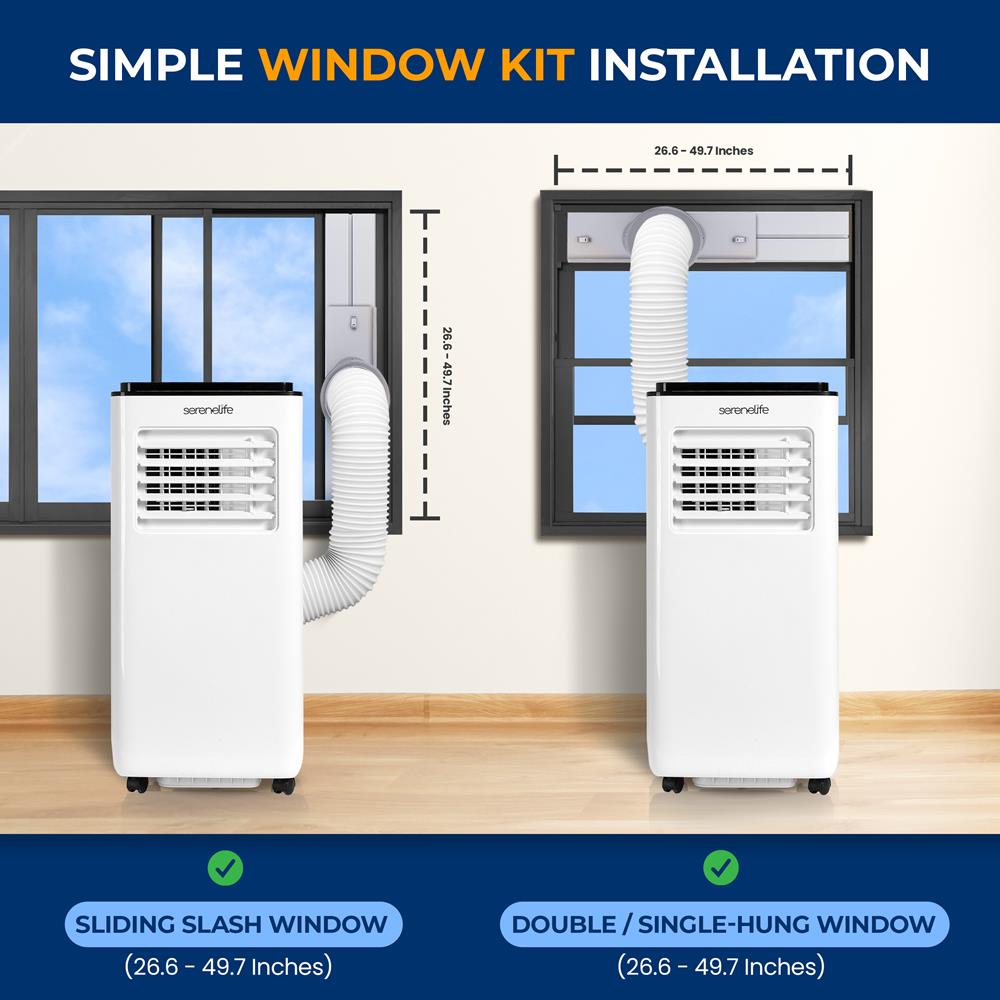 Single Duct Portable Air Conditioner And Heater - 8000 Btu Cooling Capacity (Ashrae) Compact Home A/C Cooling And Heating Unit With Built-In Dehumidifier & Fan Modes, Includes Window Mount Kit (White And Black)
