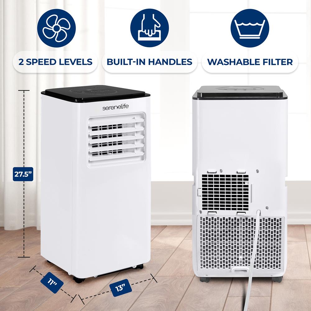 Single Duct Portable Air Conditioner And Heater - 8000 Btu Cooling Capacity (Ashrae) Compact Home A/C Cooling And Heating Unit With Built-In Dehumidifier & Fan Modes, Includes Window Mount Kit (White And Black)