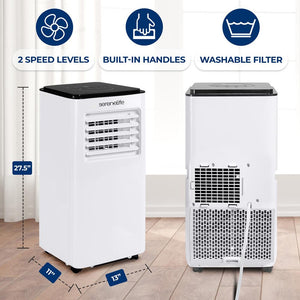 Single Duct Portable Air Conditioner And Heater - 8000 Btu Cooling Capacity (Ashrae) Compact Home A/C Cooling And Heating Unit With Built-In Dehumidifier & Fan Modes, Includes Window Mount Kit (White And Black)