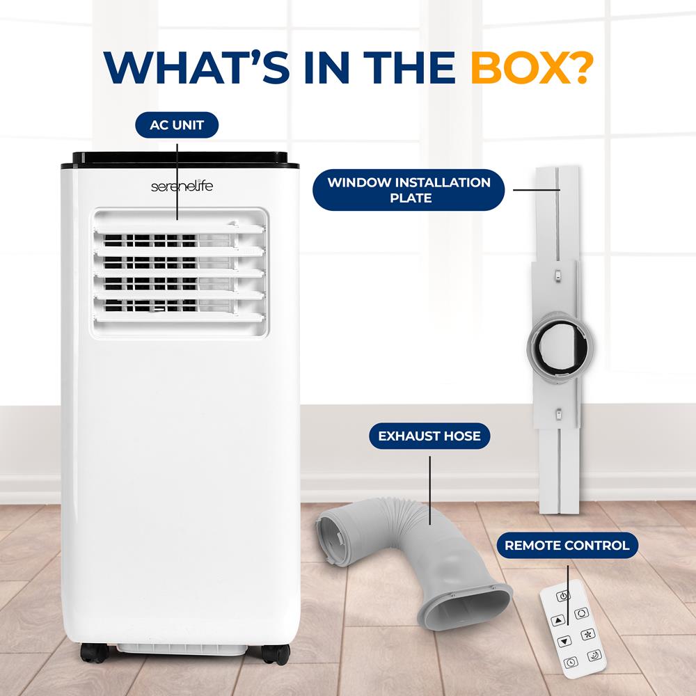 Single Duct Portable Air Conditioner And Heater - 8000 Btu Cooling Capacity (Ashrae) Compact Home A/C Cooling And Heating Unit With Built-In Dehumidifier & Fan Modes, Includes Window Mount Kit (White And Black)