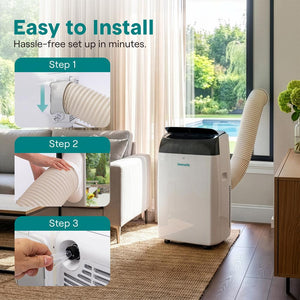 Serenelife Portable Air Conditioner With Wi-Fi, Built-In Dehumidifier & Fan Modes, 14,000 Btu (Ashrae) Compact Home Cooling Unit With Window Installation Kit (Gray)