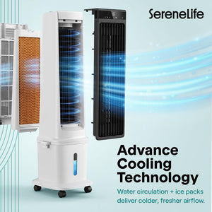 Serenelife Portable Evaporative Air Cooler With 17 Liters Detachable Water Tank With For Outdoor And Indoor Use (Black & White)