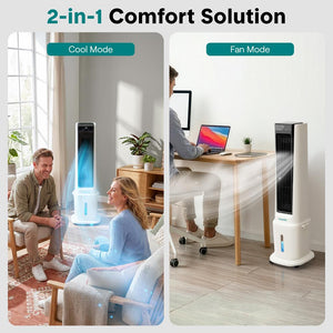 Serenelife Portable Evaporative Air Cooler With 17 Liters Detachable Water Tank With For Outdoor And Indoor Use (Black & White)