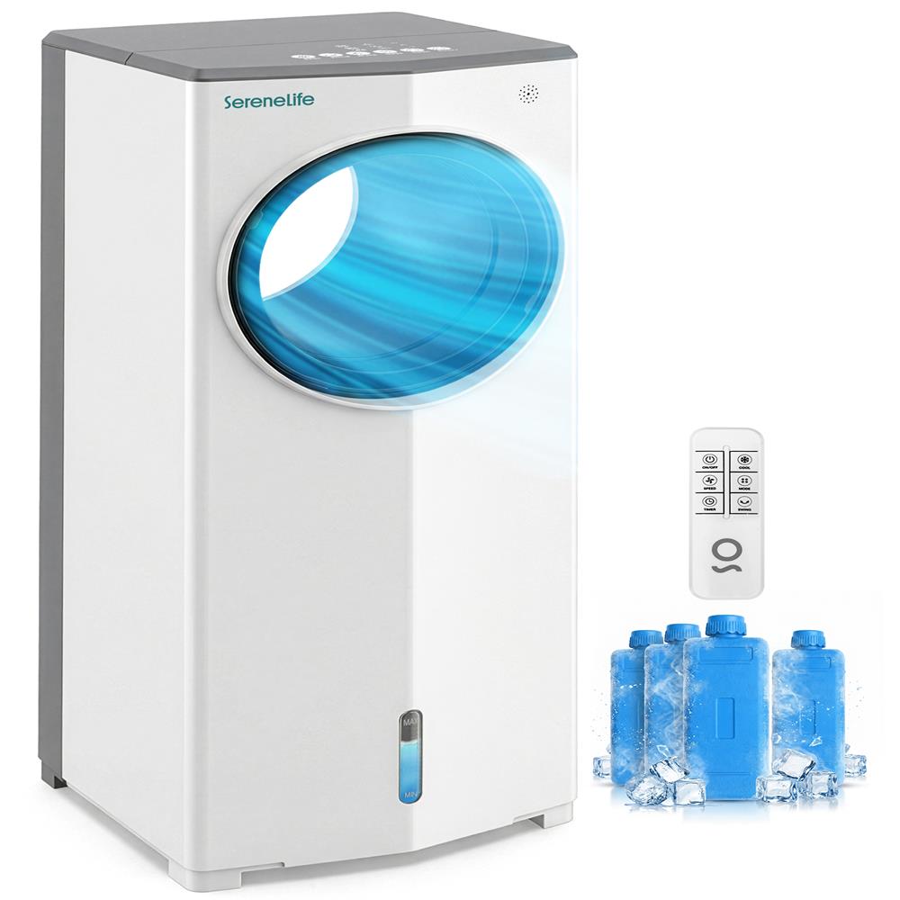 Serenelife Portable Evaporative Air Cooler With 4 Liters Detachable Water Tank Function For Outdoor And Indoor Use (White & Gray)