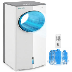 Serenelife Portable Evaporative Air Cooler With 4 Liters Detachable Water Tank Function For Outdoor And Indoor Use (White & Gray)