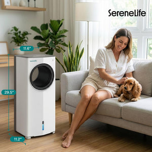 Serenelife Portable Evaporative Air Cooler With 4 Liters Detachable Water Tank Function For Outdoor And Indoor Use (White & Gray)