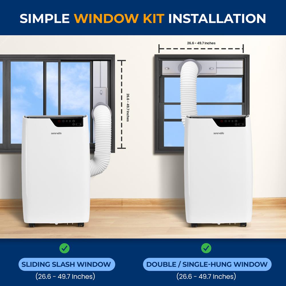 Single Duct Portable Air Conditioner - 12000 Btu Cooling Capacity (Ashrae) Compact Home A/C Cooling Unit With Built-In Dehumidifier & Fan Modes, Includes Window Mount Kit (White)