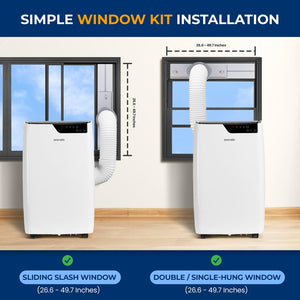 Single Duct Portable Air Conditioner - 12000 Btu Cooling Capacity (Ashrae) Compact Home A/C Cooling Unit With Built-In Dehumidifier & Fan Modes, Includes Window Mount Kit (White)