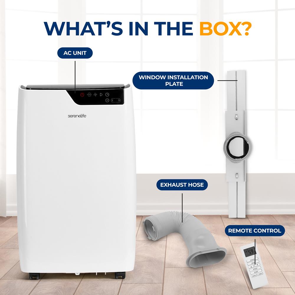 Single Duct Portable Air Conditioner - 12000 Btu Cooling Capacity (Ashrae) Compact Home A/C Cooling Unit With Built-In Dehumidifier & Fan Modes, Includes Window Mount Kit (White)