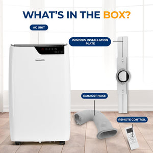Single Duct Portable Air Conditioner - 12000 Btu Cooling Capacity (Ashrae) Compact Home A/C Cooling Unit With Built-In Dehumidifier & Fan Modes, Includes Window Mount Kit (White)