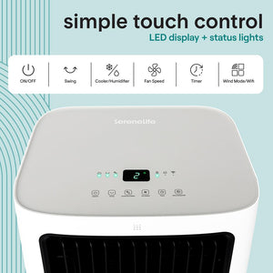 Portable Evaporative Air Cooler With 30 Liters Detachable Water Tank With Wifi Function For Outdoor And Indoor Use (White, Black & Gray)