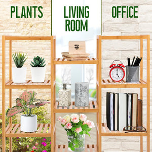 9 Tier Adjustable Storage Shelf - 9 Potted Plant Shelf And Bamboo Plant Stand For Indoor And Outdoor Plants