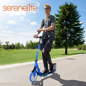 Lightweight And Foldable Kick Scooter - Adjustable Scooter For Adults, Alloy Deck With High Impact Wheels (Blue)