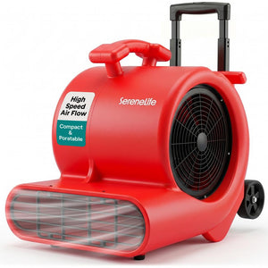Serenelife Air Mover – High-Speed Blower Fan With 3 Speeds, Adjustable Angle, And Durable Design For Drying, Ventilation, And Air Circulation In Homes, Garages, And Worksites (Red)