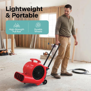 Serenelife Air Mover – High-Speed Blower Fan With 3 Speeds, Adjustable Angle, And Durable Design For Drying, Ventilation, And Air Circulation In Homes, Garages, And Worksites (Red)