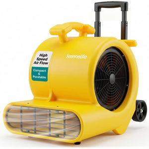 Serenelife Air Mover – High-Speed Blower Fan With 3 Speeds, Adjustable Angle, And Durable Design For Drying, Ventilation, And Air Circulation In Homes, Garages, And Worksites (Yellow)