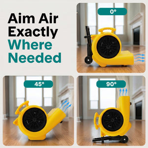 Serenelife Air Mover – High-Speed Blower Fan With 3 Speeds, Adjustable Angle, And Durable Design For Drying, Ventilation, And Air Circulation In Homes, Garages, And Worksites (Yellow)
