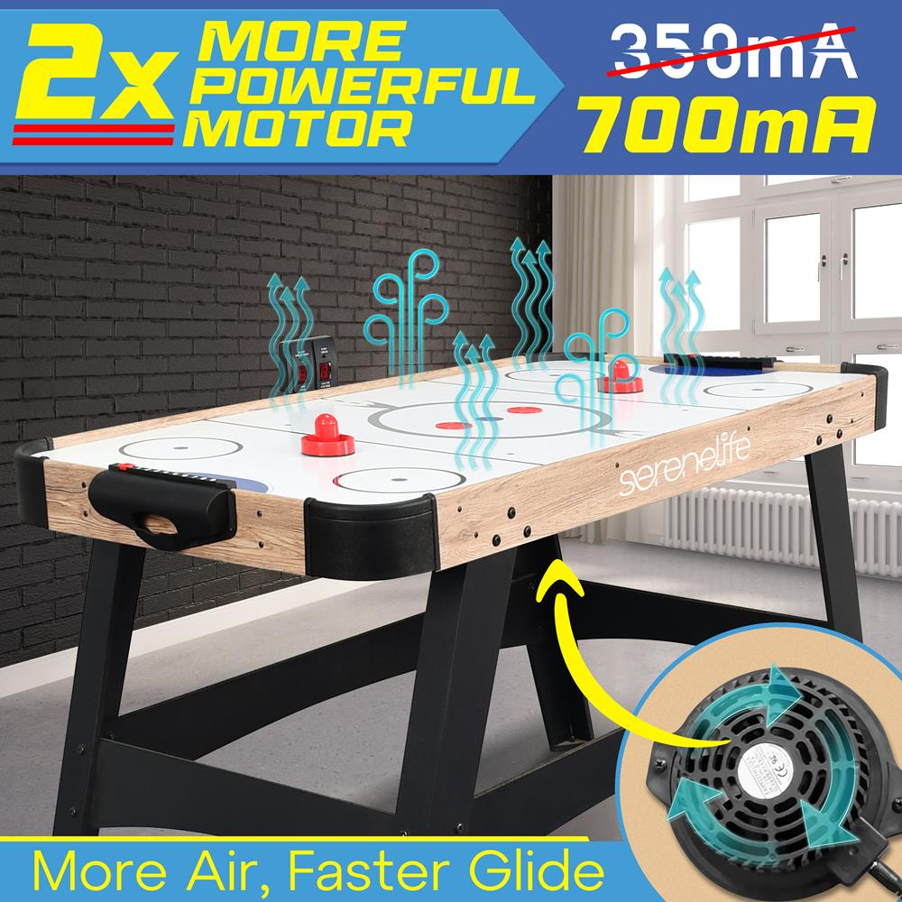 54'' Air Hockey Table For Game Room, Home, Office W/ 2 Pucks, 4 Pushers, Digital Led Scoreboard, Powerful 12V Motor (Natural Color)