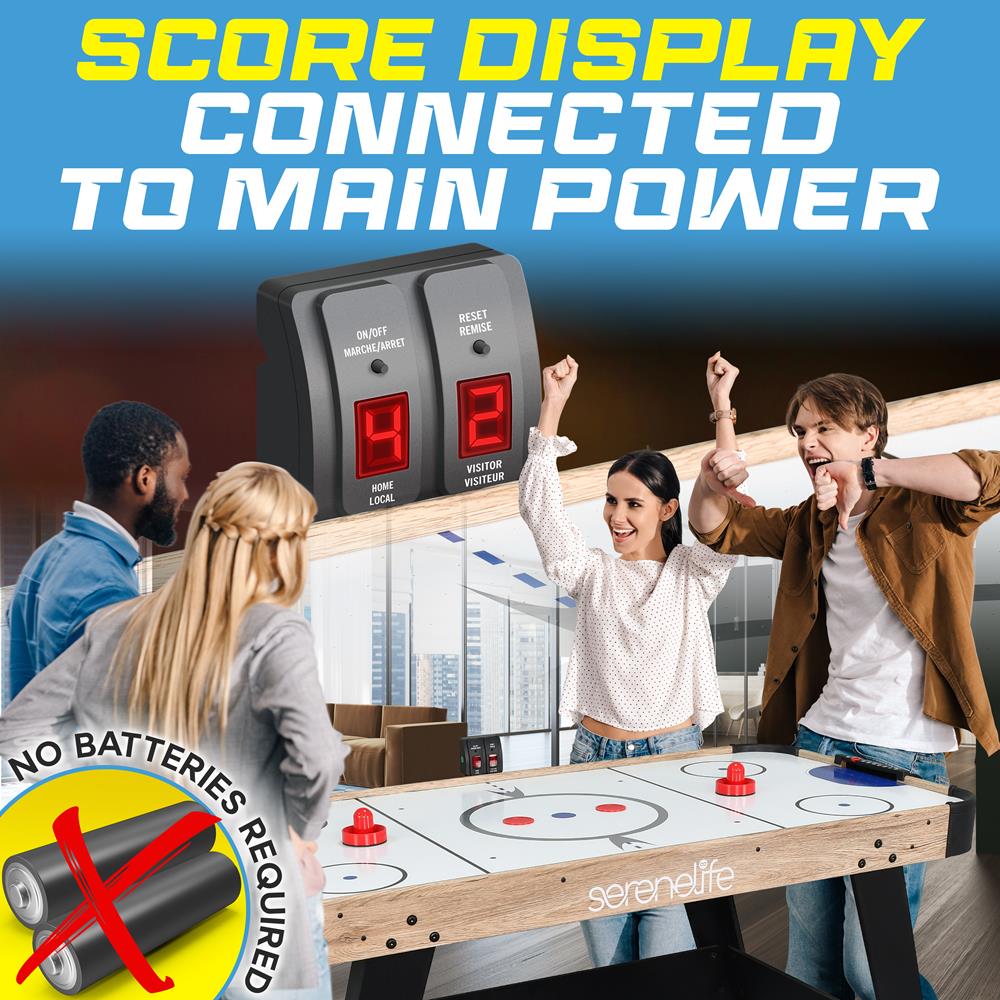 54'' Air Hockey Table For Game Room, Home, Office W/ 2 Pucks, 4 Pushers, Digital Led Scoreboard, Powerful 12V Motor (Natural Color)