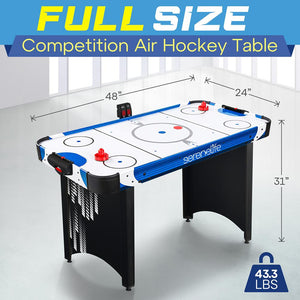 48" Air Hockey Table With Pucks And Pushers Accessories - Ideal For Indoor Games, Room And Bar (Blue & Black)