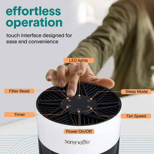 Serenelife High-Performance Air Purifier With Built-In Aroma Box, On/Off Ambient Light & Digital Display – Quiet Operation, 2 Fan Speeds, Timer, And Hepa 13 Filter  (White)