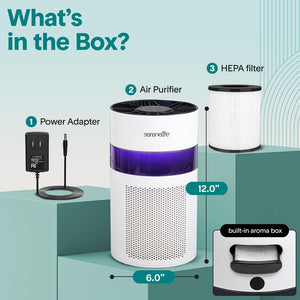 Serenelife High-Performance Air Purifier With Built-In Aroma Box, On/Off Ambient Light & Digital Display – Quiet Operation, 2 Fan Speeds, Timer, And Hepa 13 Filter  (White)