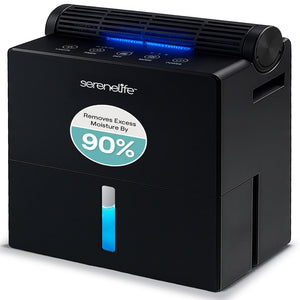 Serenelife 2-In-1 Dehumidifier With Removable Dehumidifying Cylinder, Intelligent Humidity Control, Timer & Sleep Mode – Ideal For Medium To Large Rooms (Black)