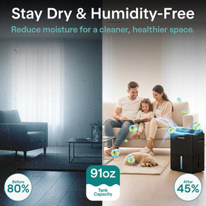 Serenelife 2-In-1 Dehumidifier With Removable Dehumidifying Cylinder, Intelligent Humidity Control, Timer & Sleep Mode – Ideal For Medium To Large Rooms (Black)