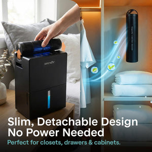 Serenelife 2-In-1 Dehumidifier With Removable Dehumidifying Cylinder, Intelligent Humidity Control, Timer & Sleep Mode – Ideal For Medium To Large Rooms (Black)