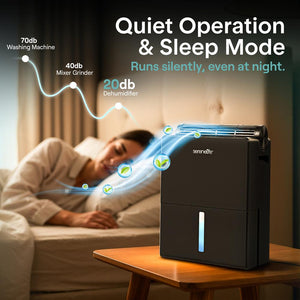 Serenelife 2-In-1 Dehumidifier With Removable Dehumidifying Cylinder, Intelligent Humidity Control, Timer & Sleep Mode – Ideal For Medium To Large Rooms (Black)