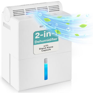Serenelife 2-In-1 Dehumidifier With Removable Dehumidifying Cylinder, Intelligent Humidity Control, Timer & Sleep Mode – Ideal For Medium To Large Rooms (White)