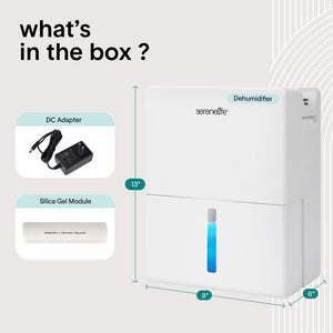 Serenelife 2-In-1 Dehumidifier With Removable Dehumidifying Cylinder, Intelligent Humidity Control, Timer & Sleep Mode – Ideal For Medium To Large Rooms (White)