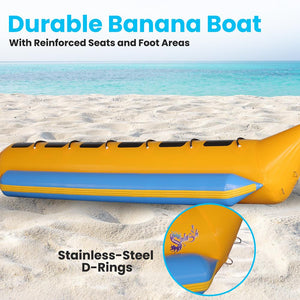 Inflatable Banana Boat 6-Person Capacity Durable PVC 3 Valves