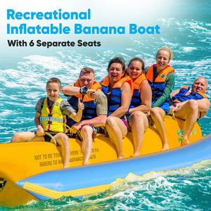 Inflatable Banana Boat 6-Person Capacity Durable PVC 3 Valves