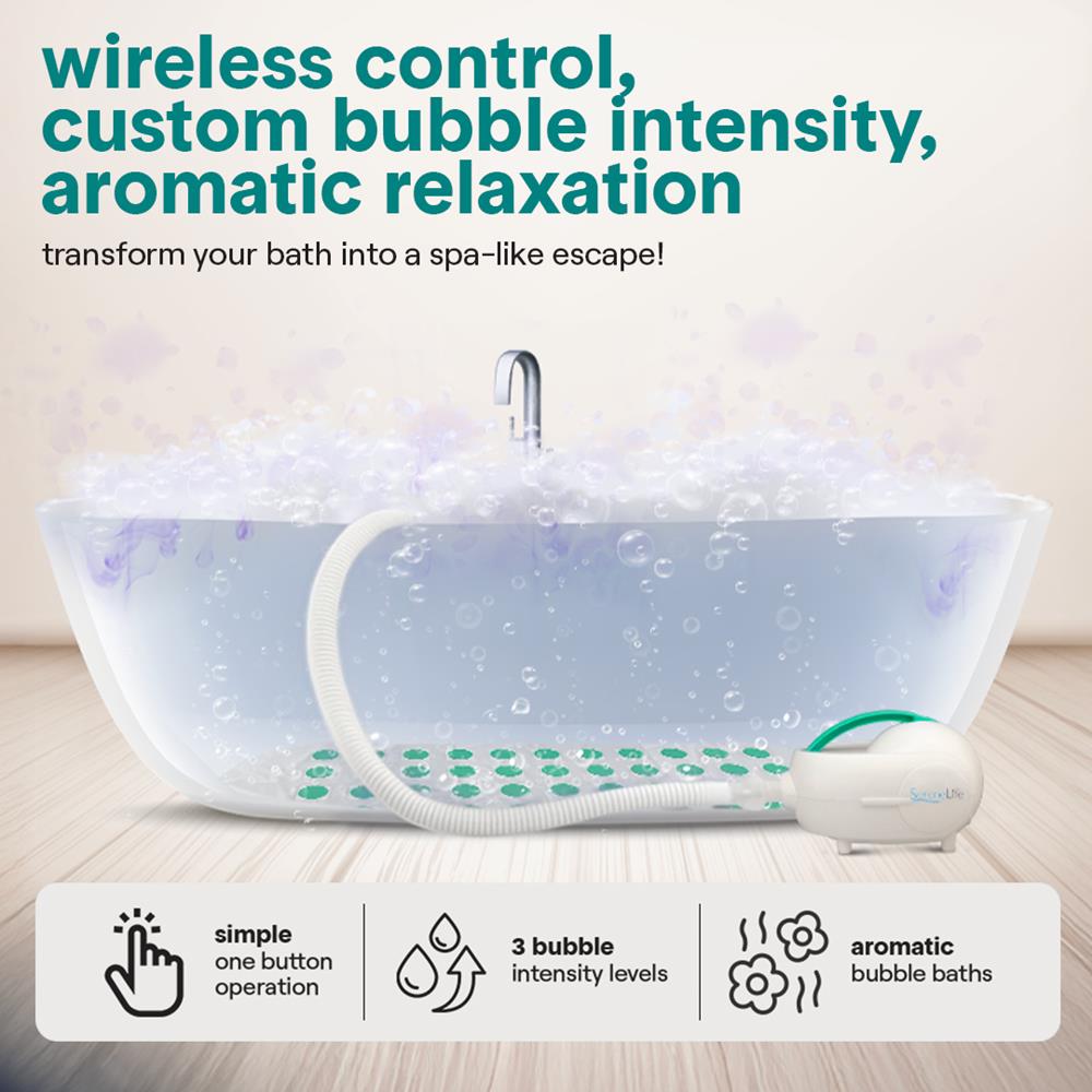 Bubble Bath Mat Spa - Relaxing Bubbles, Waterproof LED, Teal