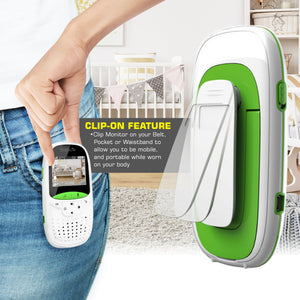 Video Baby Monitor w/ Thermometer, 2" Screen, Night Vision, White