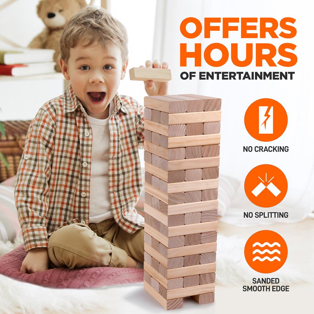 56 Pcs. Giant Tumble Tower Blocks - Pine Wooden Stacking Timber Game