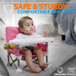 Baby & Toddler Booster Seat Feeding Chair, Easy Setup Portable & Folding Style