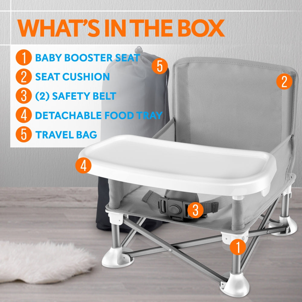 Baby Booster - Baby & Toddler Booster Seat Feeding Chair, Easy Setup Portable & Folding Style