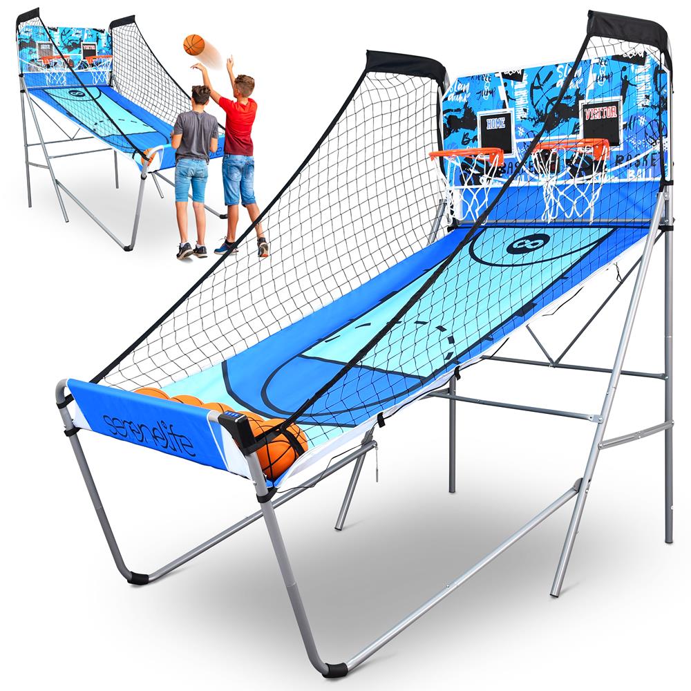 Dual Shot Basketball Arcade Game - Indoor/Outdoor Two-Player Basketball System With One Audio Options, 8 Different Games And Large Led Scoreboard