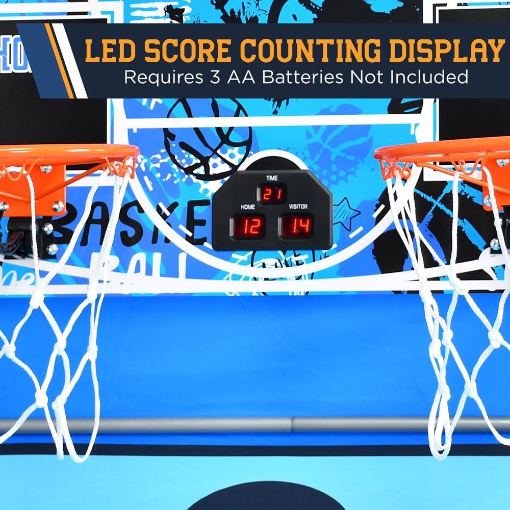 Dual Shot Basketball Arcade Game - Indoor/Outdoor Two-Player Basketball System With One Audio Options, 8 Different Games And Large Led Scoreboard