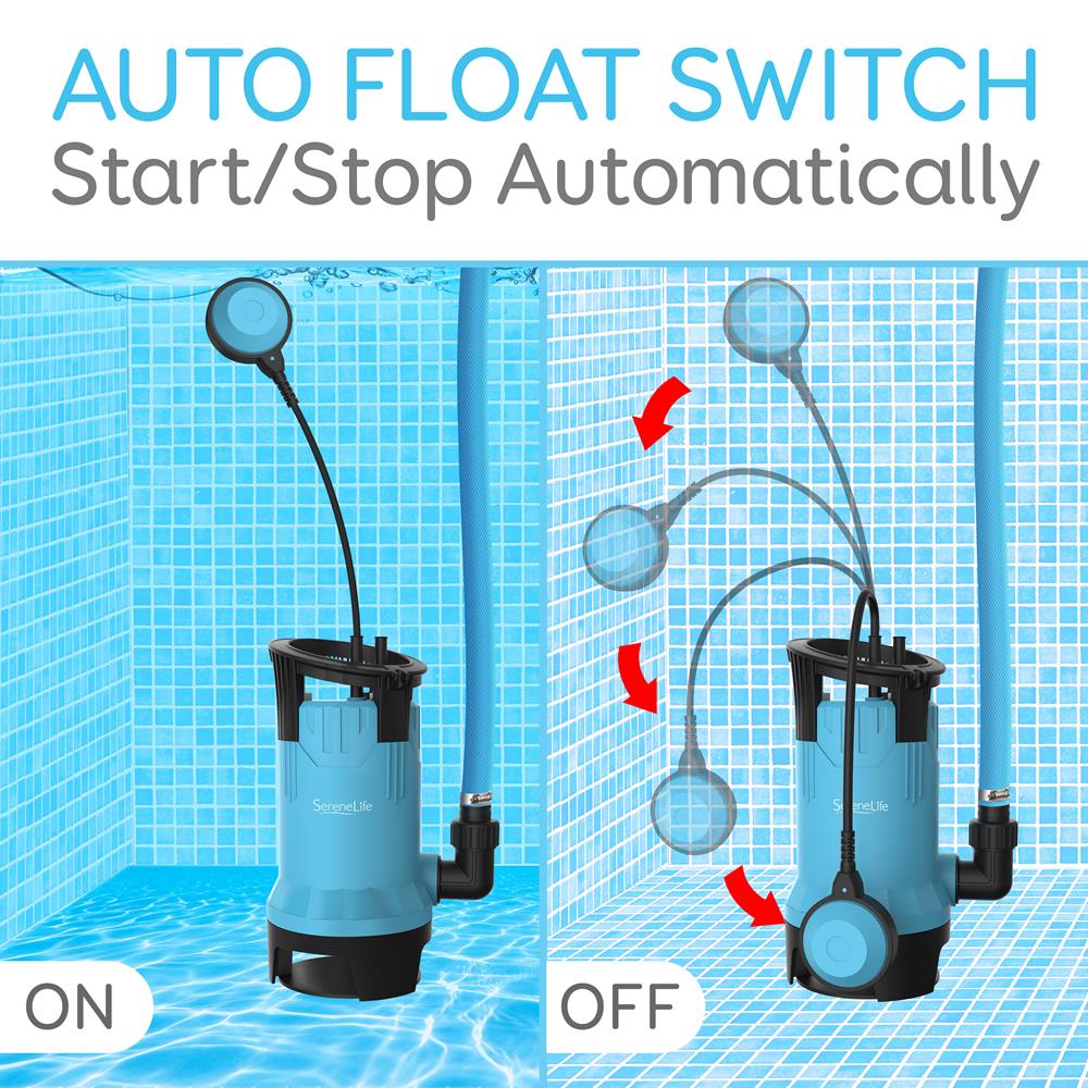 Submersible Clean/Dirty Water Pump - 750W Powerful Sump Pump, 1980 Gph, Auto Float Switch With 16 Ft. Power Cord Length