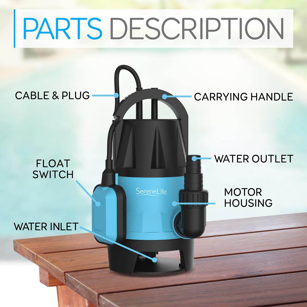 Submersible Clean/Dirty Water Pump - 400W Powerful Sump Pump, 1980 Gph, Auto Float Switch With 16 Ft. Power Cord Length